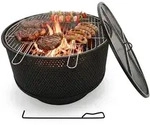 Relaxdays Feuerschale, &Oslash; 61 Cm, Mit Grillrost, Funkenschutz & Sch&uuml;rhaken, 3 In 1