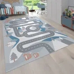 Kinderteppich Spielteppich Teppich Kinderzimmer Stra&szlig;en Design Mit Tieren Creme