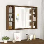 Spiegelschrank Mit Led Braun Eichen-optik 76x15x55 Cm Vidaxl