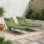 Vidaxl Folding Sun Lounger With Cushion 2 Pcs Dark Green