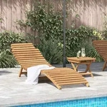 Vidaxl Sun Lounger 2 Pcs Brown 198 X 55 X 58.5 Cm Solid Teak Wood