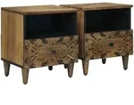 Bettkasten 2 Pcs Braun 40 X 33 X 46 Cm Massivholz Mango Vidaxl