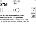 Iso 8765 Sechskant-schaftschraube Feingewinde M12x70 Stahl 10.9 Blank 50 Stk