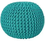 Homescapes Runder Strickpouf 100% Baumwolle, Petrol