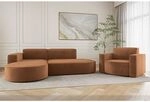Sofa Set 2-teilig Sessel Und Ecksofa Palma Xs Stoff Noel Ziegelrot Ottomane...