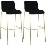 2er Set Barhocker Hover Stoff Vierfu&szlig;gestell Gold Schwarz