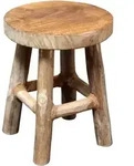 Teak Blumenhocker 22 X 17 Cm Rund - Natur / Mittel - Holz Pflanzen Hocker Mit 4