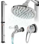 Ml-design Solardusche 35l 217,5cm Rund Mit Fu&szlig;dusche Und Regenduschkopf