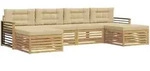 Sofagarnituren 6 Pcs Wei&szlig; Und Beige Massivholz Akazie Vidaxl