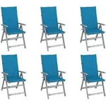 Verstellbare Gartenst&uuml;hle 6 Stk. Mit Auflagen Massivholz Akazie 3530-a