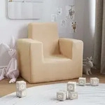 Kindersofa Creme Weich Pl&uuml;sch Vidaxl