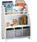 Kmb34-w Kinder B&uuml;cherregal Kinderregal Mit Ablagef&auml;chern Und 3 Boxen Spielzeugregal