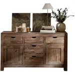Sideboard Sheesham 140x42x80 Grau Ge&ouml;lt Nature Grey 80