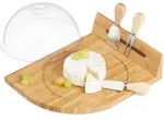 K&auml;seglocke Mit Bambus K&auml;sebrett, Parmesanbrecher, K&auml;semesser, K&auml;segabel,
