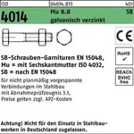 Sechskantschraube Iso 4014 M.schaft/mutter M 16 X 120 Mu 8.8 Galvanisch Verzinkt