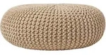 Gro&szlig;er Strickpouf 100% Baumwolle, Cremewei&szlig; - Homescapes
