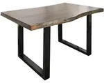 Massivmoebel24 - Baumtisch Akazie 140x90x77 Grau Lackiert / U-beine Anthrazit