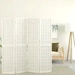 4-tlg. Paravent Japanischer Stil Faltbar 160x170 Cm Wei&szlig; - Vidaxl
