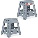 Relaxdays Klapphocker Faltbar, 2er Set, Camping Hocker, Gro&szlig;er Badhocker, Bis...
