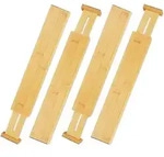 Relaxdays - Schubladentrenner 4er Set, Bambus, Verstellbare Schubladeneinteiler...