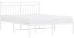 Bettgestell Mit Kopfteil Metall Wei&szlig; 135x190 Cm Vidaxl