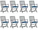 Klappbare Gartenst&uuml;hle 8 Stk. Mit Kissen Massivholz Akazie Vidaxl959677