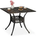 Relaxdays Gartentisch Mit Schirmloch, Antike Optik, Aluminiumguss, 75 X 90 X 90 Cm,