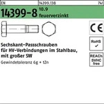 Peiner En 14399-8 Form H Sechskant-passschraube Gewindetoleranz 6g M22x110...