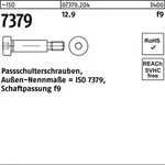 Iso 7379 Pass-schulterschraube Schaftpassung F9 M8x12 Stahl 12.9 Blank Innensechskant