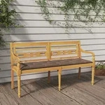 Batavia-bank Mit Taupe Kissen 150 Cm Massivholz Teak Vidaxl