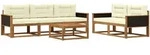 Outdoor-sofagarnitur Mit Kissen 6 Pcs Natur Und Creme Vidaxl
