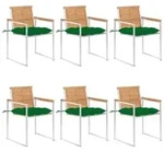 Gartenst&uuml;hle 6 Stk. Mit Kissen Massivholz Teak Vidaxl