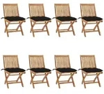 Vidaxl Klappst&uuml;hle F&uuml;r Den Garten Mit Kissen Set Von 8 Teakholz Massiv