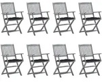 Vidaxl Folding Chairs 8 Pcs With Cushions Solid Acacia Wood (2x46334+2x314882)