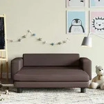 Kindersofa Mit Hocker Braun 100x50x30 Cm Kunstleder Vidaxl