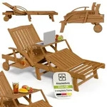 Juskys&reg; Sonnenliege Sunscape - Natur, Akazienholz, Verstellbarer Tisch & Fu&szlig;ablage