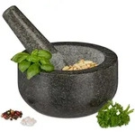 Relaxdays - Granit M&ouml;rser Mit St&ouml;&szlig;el, Robust & Langlebig, Gew&uuml;rze, Kr&auml;uter,