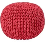 Runder Strickpouf 100% Baumwolle, Rot - Homescapes