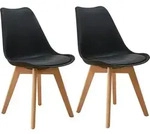 Mats 2er Set Esszimmerst&uuml;hle K&uuml;chenst&uuml;hle Holz Lehne Kunstleder Schwarz - Svita