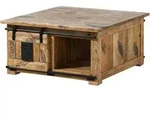 Couchtisch Mango 90x90x45 Natur Lackiert Railway 1006