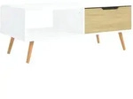 Couchtisch Wei&szlig; Und Sonoma-eiche 100x49,5x43 Cm Holzwerkstoff Vidaxl