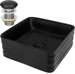 Luxebath - Ml-design Waschbecken Keramik Schwarz Matt 39x39x15 Cm Quadratisch Mit