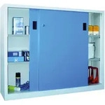 Pavoy Schiebet&uuml;renschrank, 1200x2000x400 Mm, 4 B&ouml;den Gepulvert, Ral 7035/5012