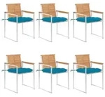 Gartenst&uuml;hle 6 Stk. Mit Kissen Massivholz Teak Vidaxl