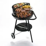 Relaxdays Holzkohlegrill Mit Rollen, &Oslash; 47 Cm, Garten & Park, Windschutz,...