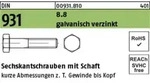Din 931/iso 4014 Sechskant-schaftschraube M42x240 Stahl 8.8 Galvanisch Verzinkt