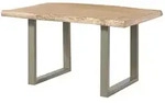 Massivmoebel24 - Baumtisch Mango 160x90x77 Beige Lackiert / U-beine Silber Matt