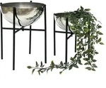 Blumenhocker Metall Mit Topf Schwarz Silber 2er Set Blumenst&auml;nder 96257...