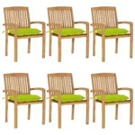 Stapelbare Gartenst&uuml;hle Mit Kissen 6 Stk. Massivholz Teak Vidaxl