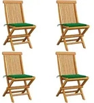 Gartenst&uuml;hle Mit Gr&uuml;nen Kissen 4 Stk. Teak Massivholz Vidaxl